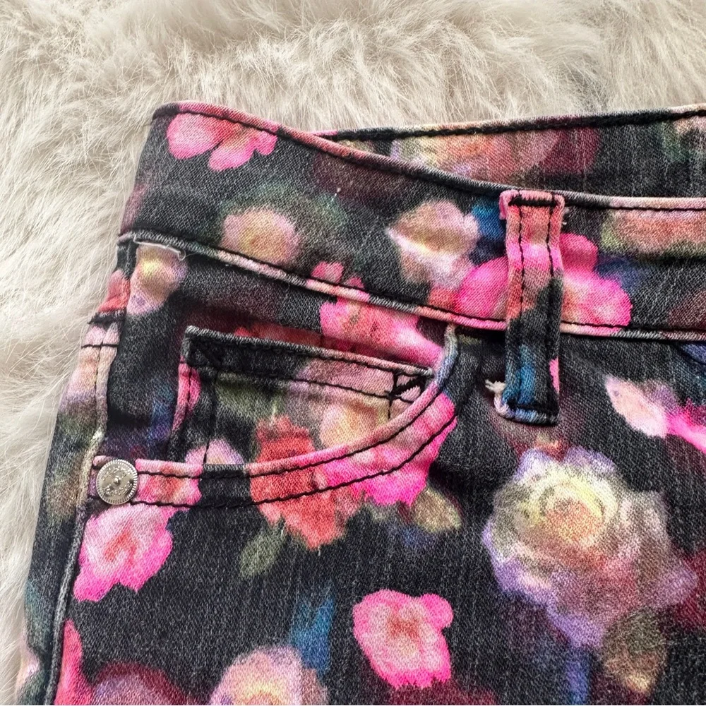 Justice floral print skinny jeans size girls 10 - Picture 5 of 11